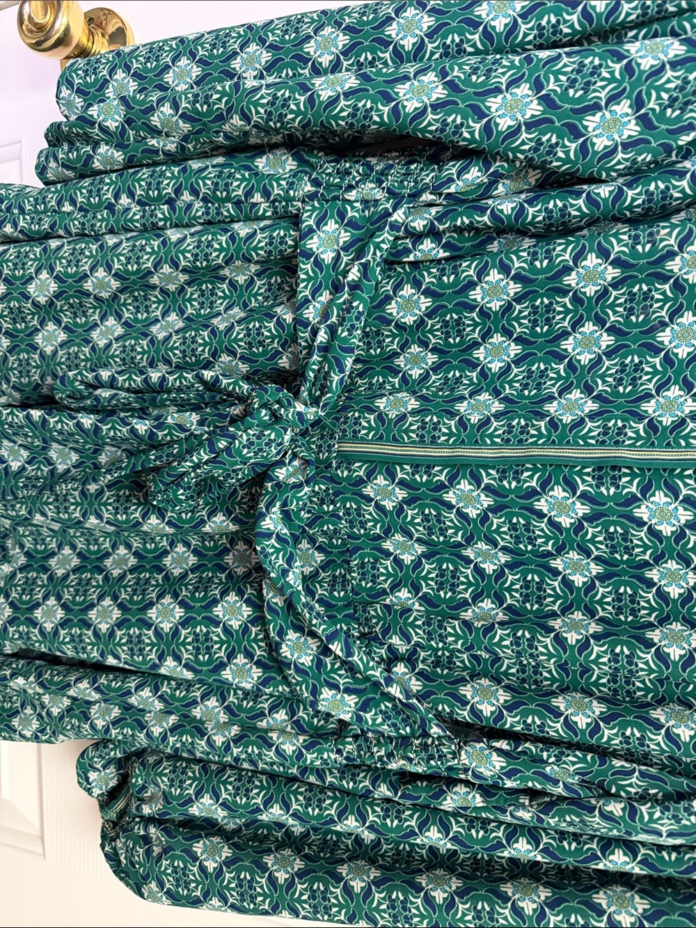 Green Printed Long-Sleeve Belted Shirt Dress by Max Studio women 1X - Picture 3 of 5